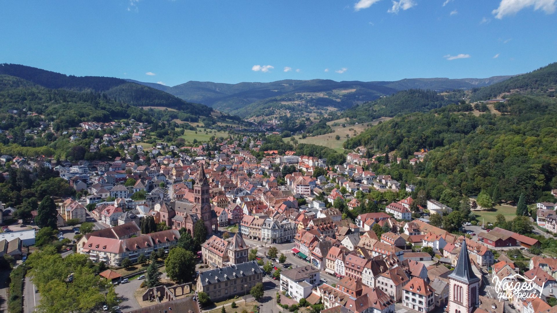 Vue aérienne de Munster en Alsace