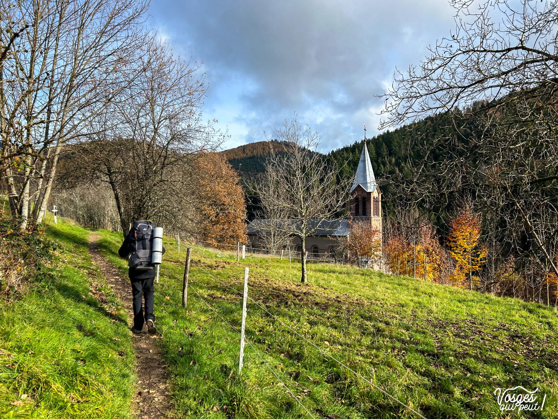 Randonneur proche de Rimbach dans le Massif des Vosges