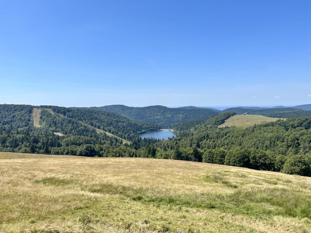Vue sur le lac de Longemer depuis la route des Crêtes dans le Massif des Vosges