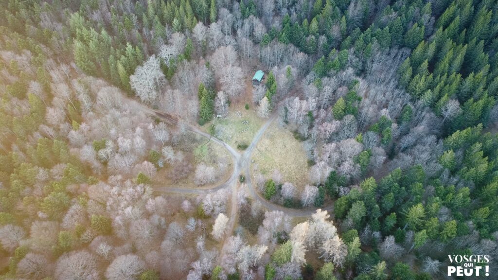 Vue aérienne du col de Judenhut dans le Massif des Vosges