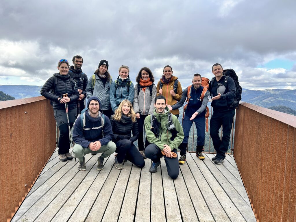 Groupe de randonneurs de la Columbia Hike Society dans le Massif des Vosges