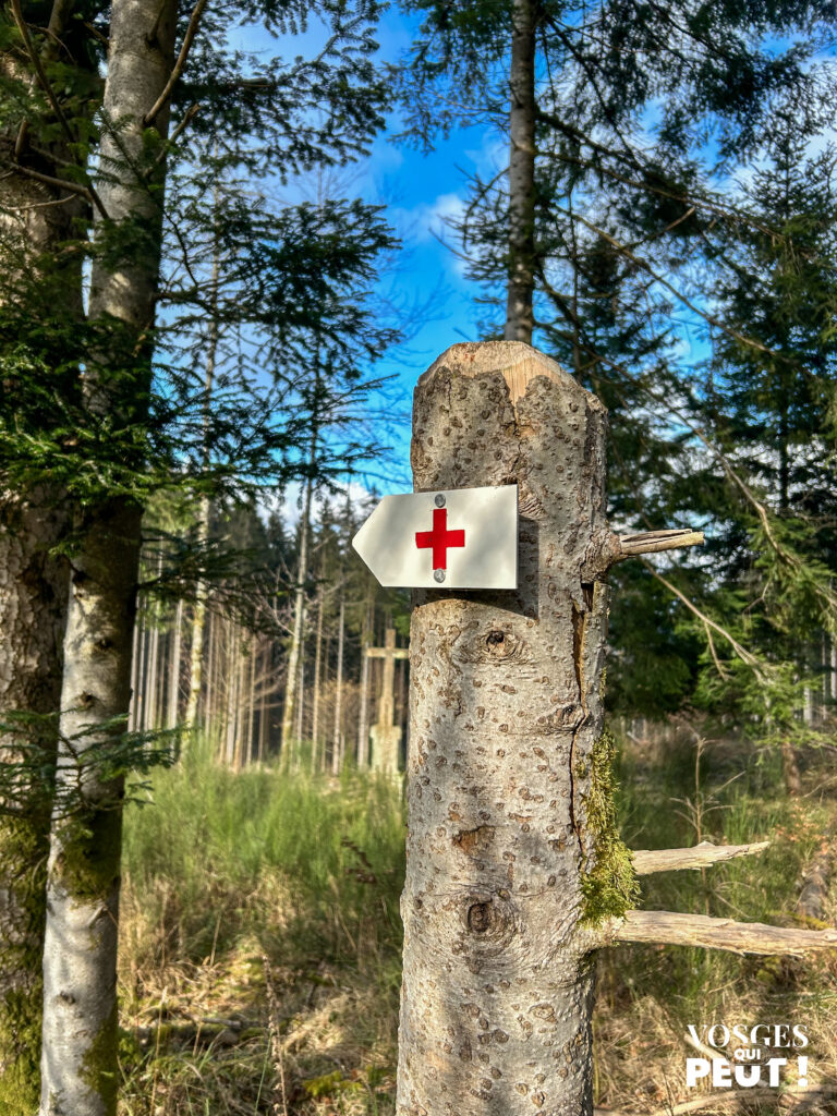 Panneau de balisage dans le massif des Vosges