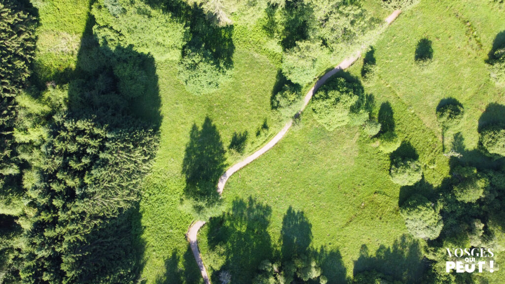 Vue aérienne d'une route dans la vallée de la Bruche